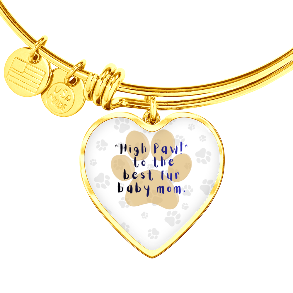 Personalized Heart Bangle Bracelet: High Paw Fur Baby