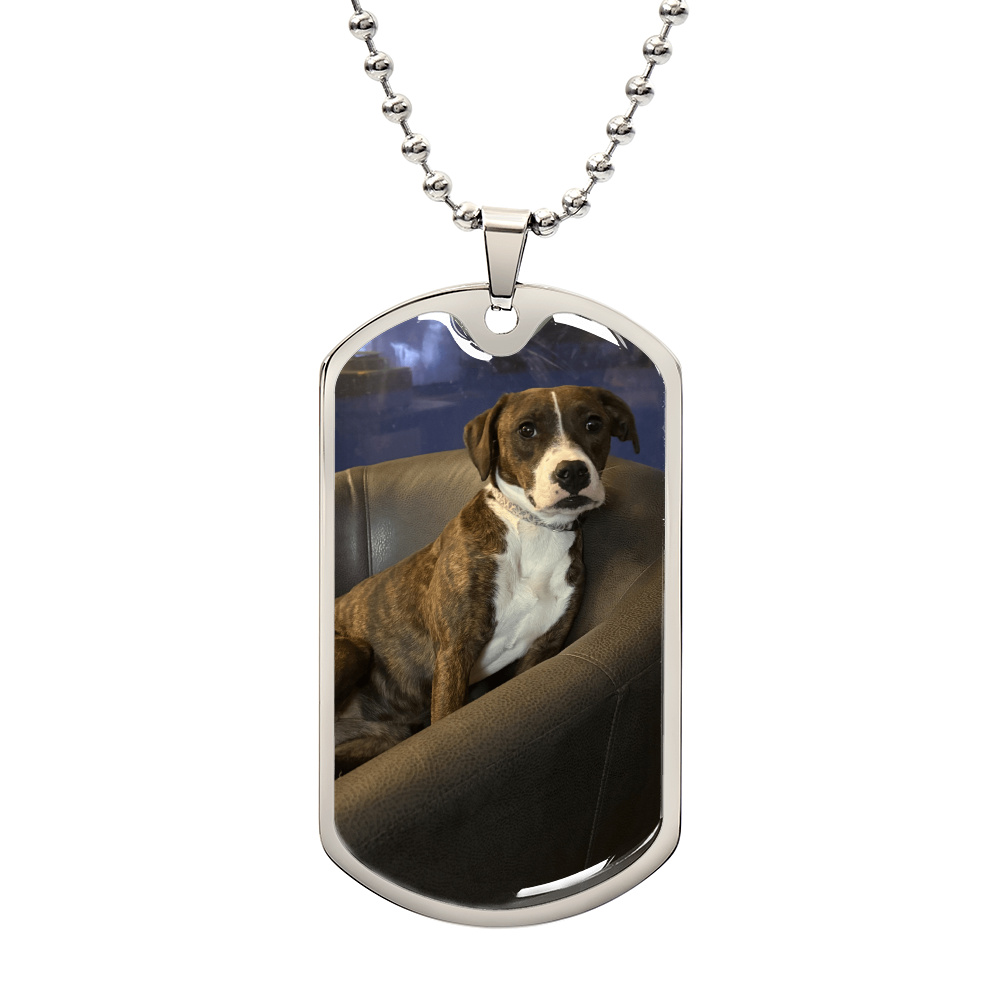 Personalized Luxury Dog Tag Necklace: Photo on front and special message on back