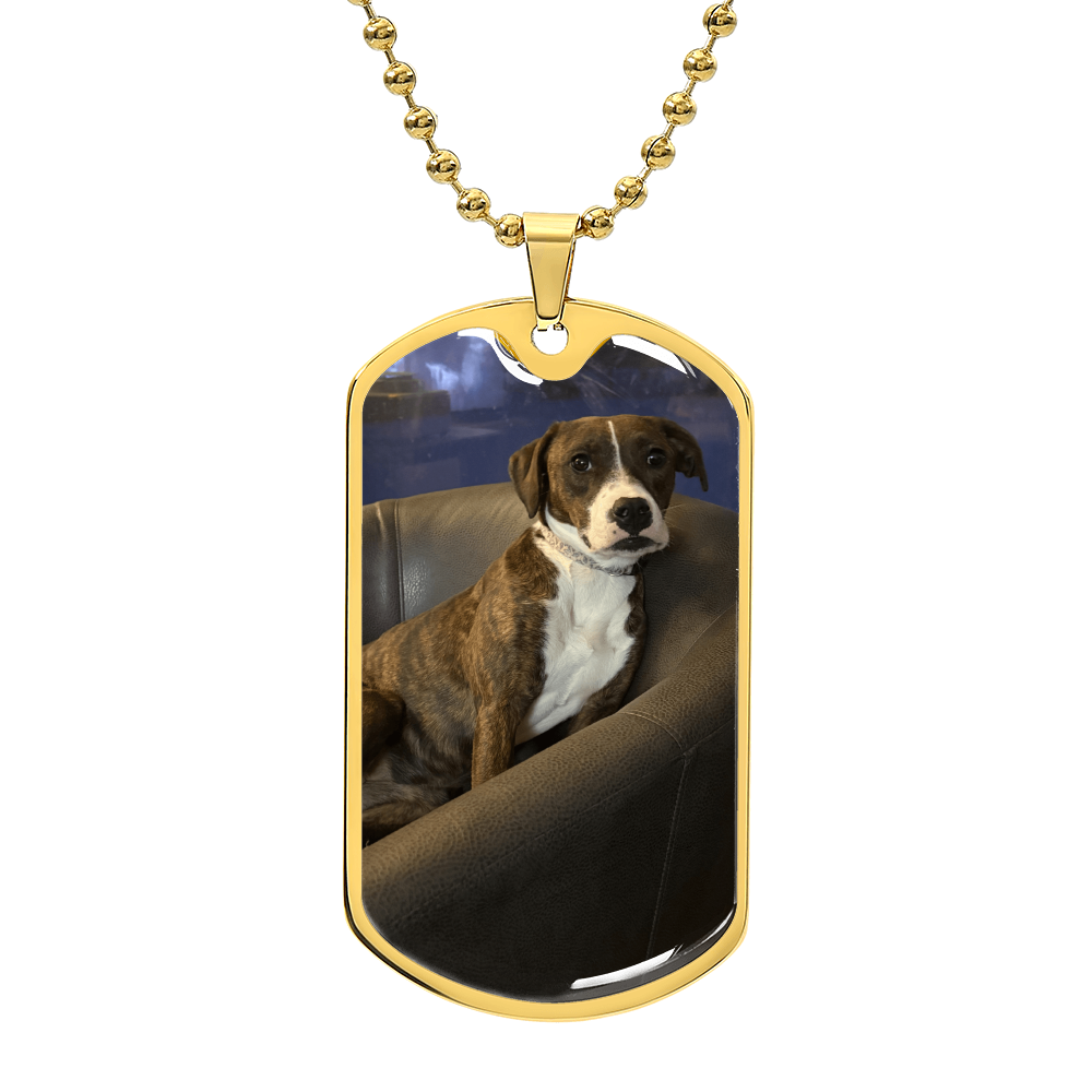 Personalized Luxury Dog Tag Necklace: Photo on front and special message on back