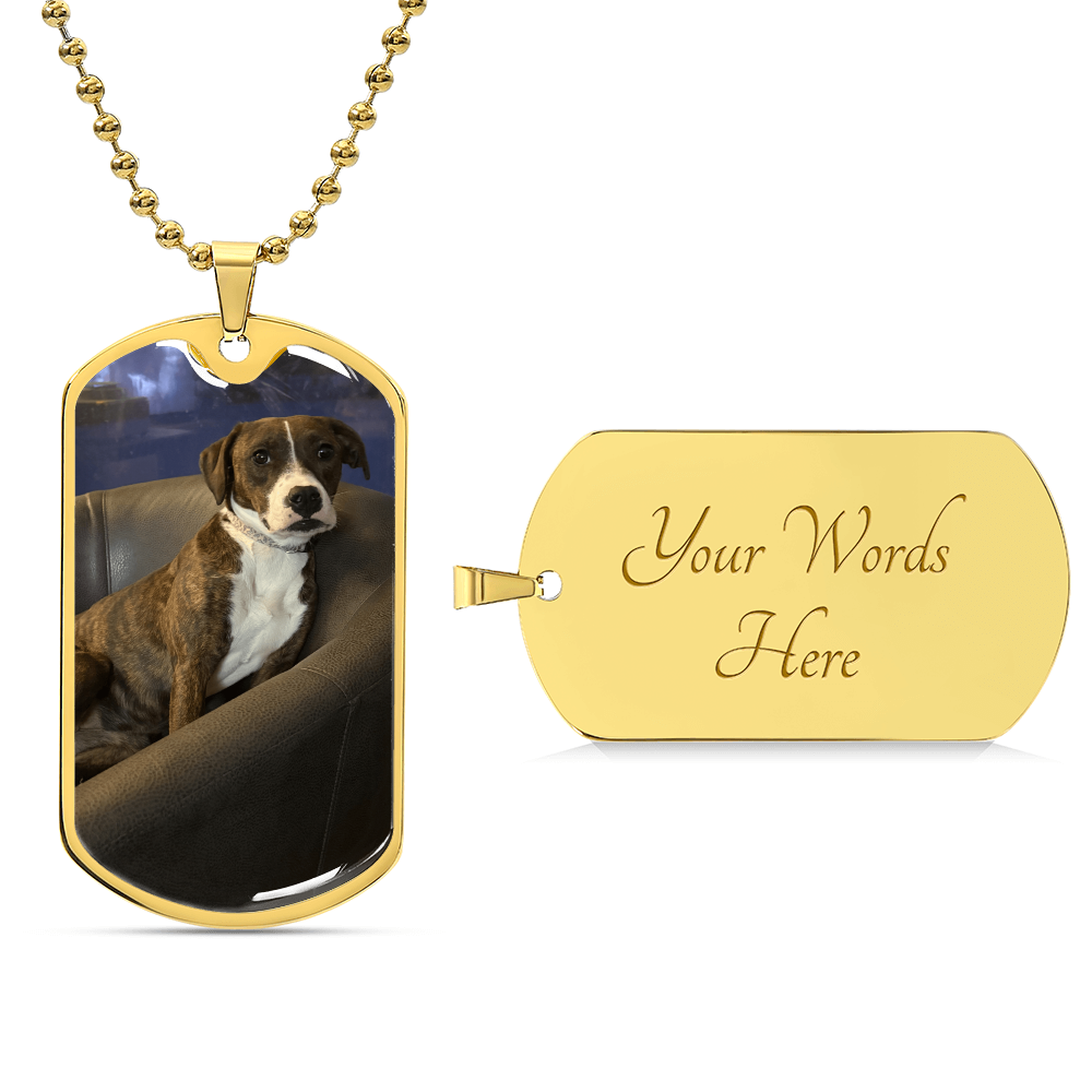 Personalized Luxury Dog Tag Necklace: Photo on front and special message on back