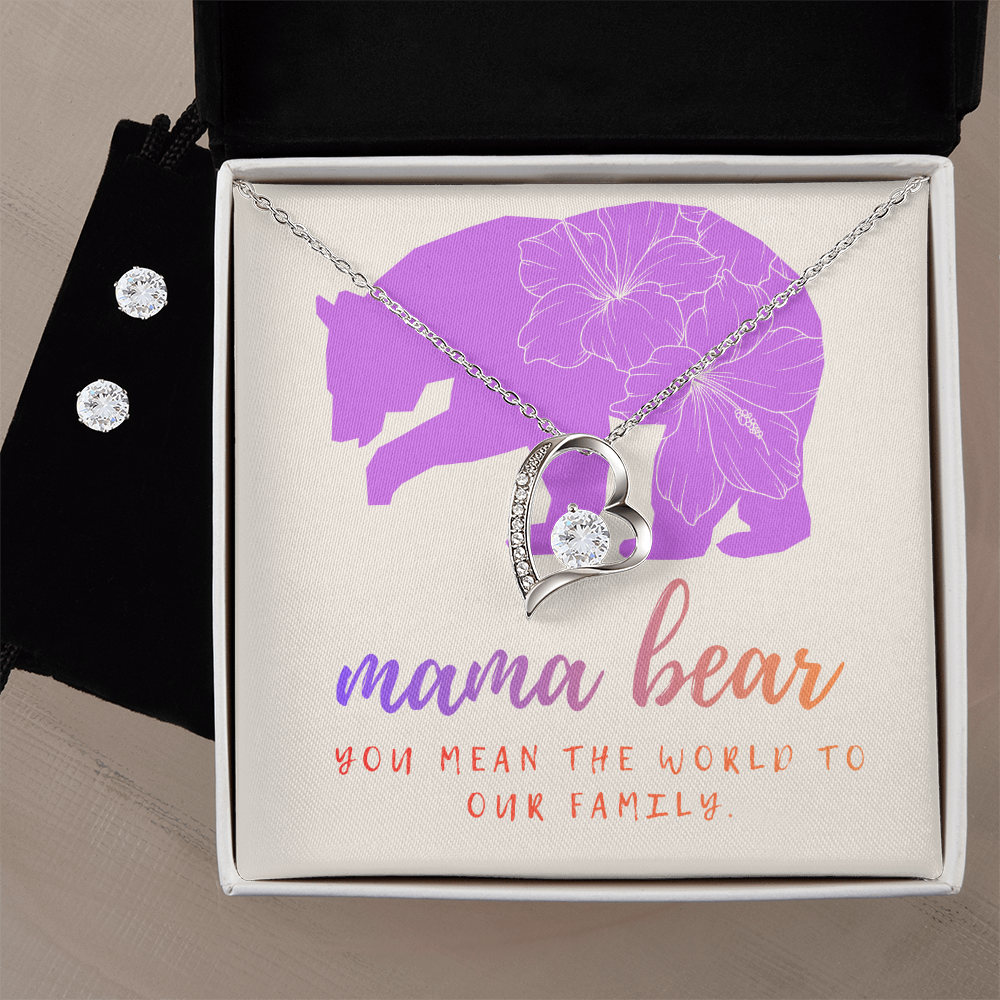 Forever Love Necklace & Earrings Set: Mama Bear