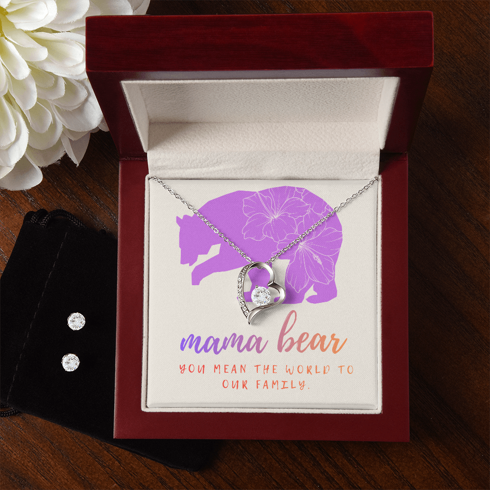 Forever Love Necklace & Earrings Set: Mama Bear