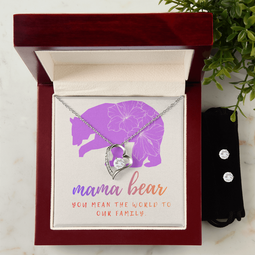 Forever Love Necklace & Earrings Set: Mama Bear