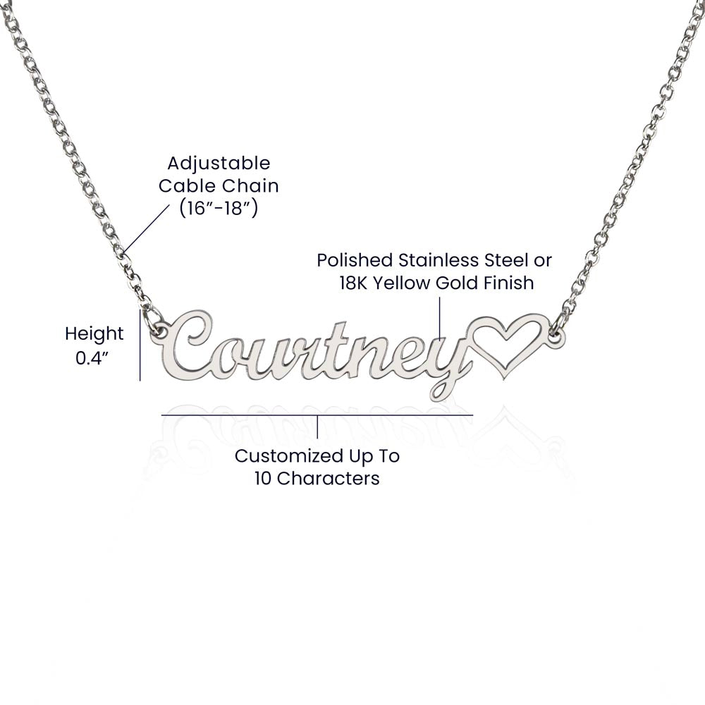 Personalized Heart Name Necklace: Sunflower Love