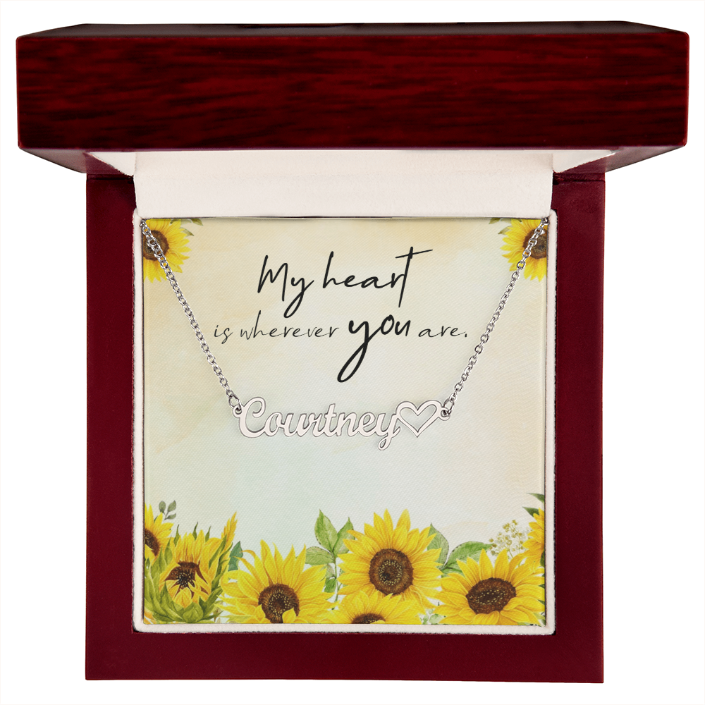 Personalized Heart Name Necklace: Sunflower Love