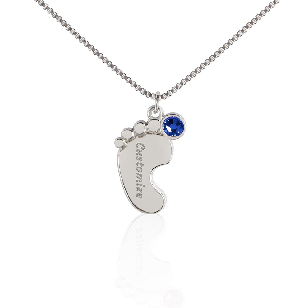 Personalized Baby Feet with Birthstone Necklace: PSALM 127:3