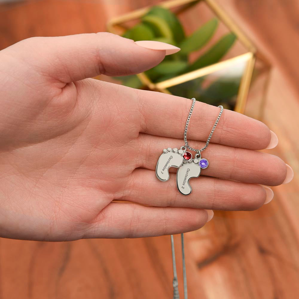 Personalized Baby Feet with Birthstone Necklace: PSALM 127:3