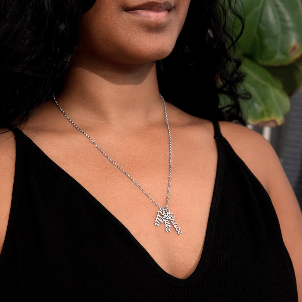 Personalized Multi Name Vertical Necklace: A Grandma's Garden of Love Bugs