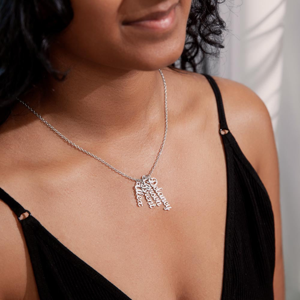 Personalized Multi Name Vertical Necklace: A Grandma's Garden of Love Bugs