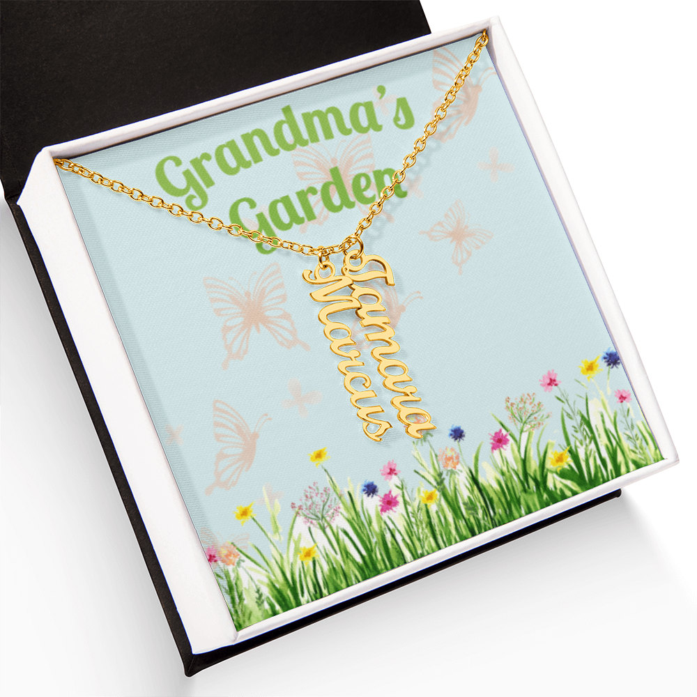 Personalized Multi Name Vertical Necklace: A Grandma's Garden of Love Bugs