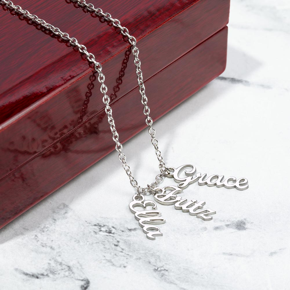 Personalized Multi Name Vertical Necklace: A Grandma's Garden of Love Bugs