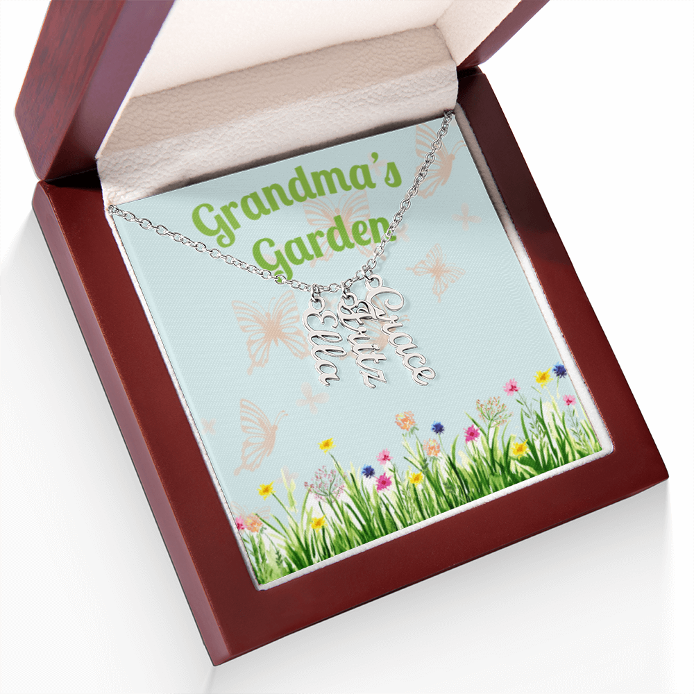 Personalized Multi Name Vertical Necklace: A Grandma's Garden of Love Bugs