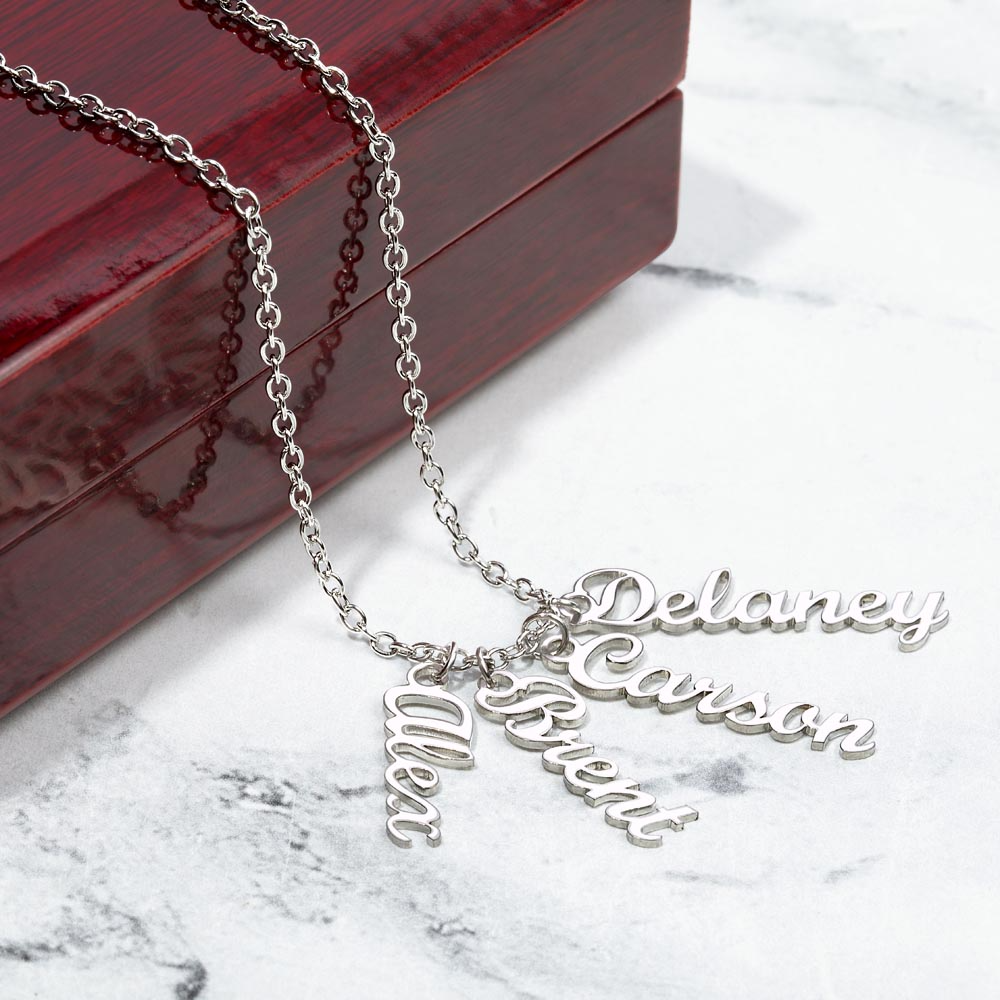 Personalized Multi Name Vertical Necklace: A Grandma's Garden of Love Bugs