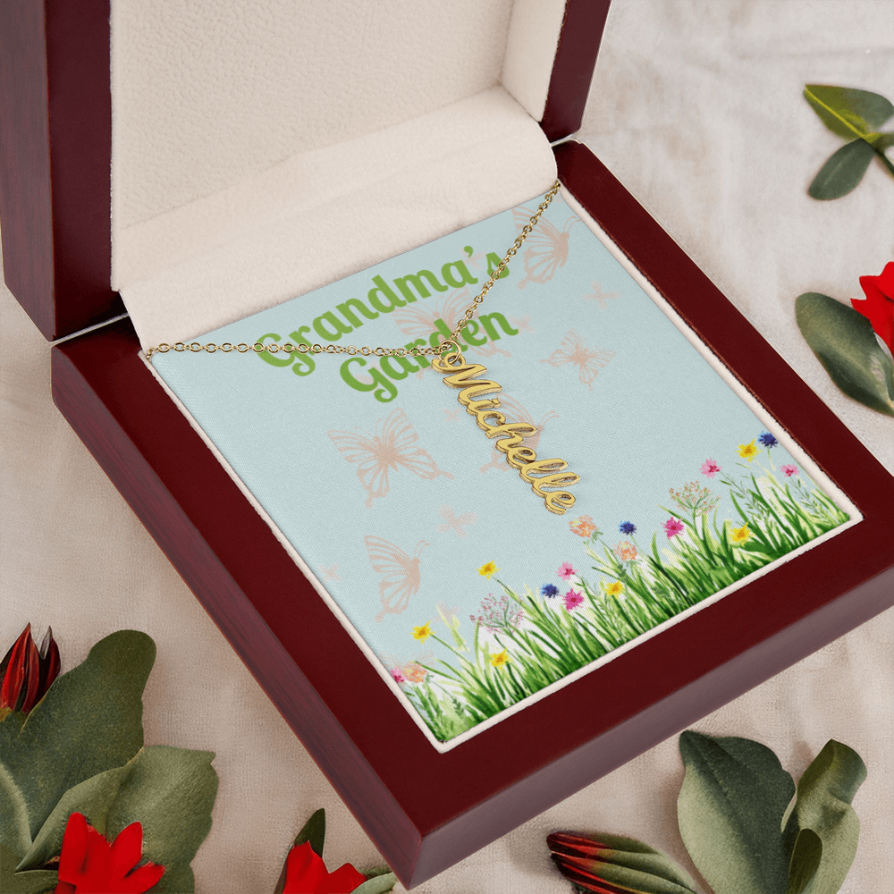 Personalized Multi Name Vertical Necklace: A Grandma's Garden of Love Bugs