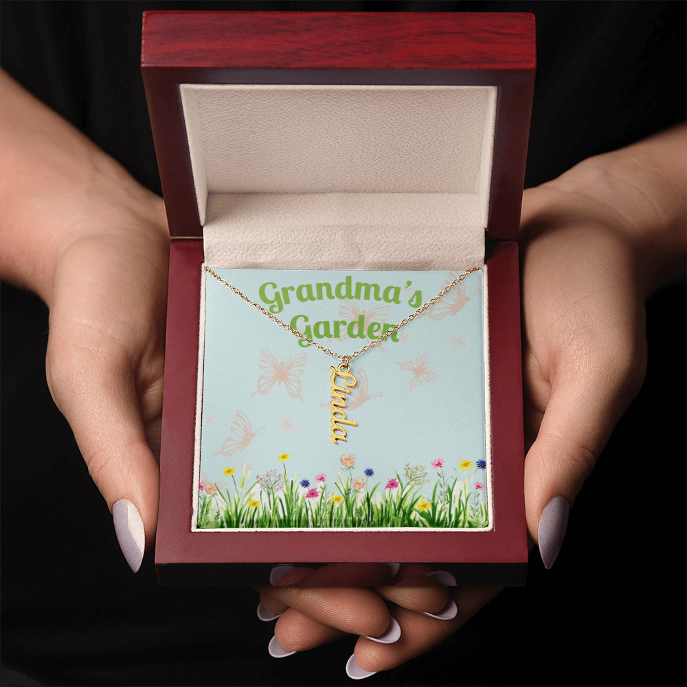 Personalized Multi Name Vertical Necklace: A Grandma's Garden of Love Bugs