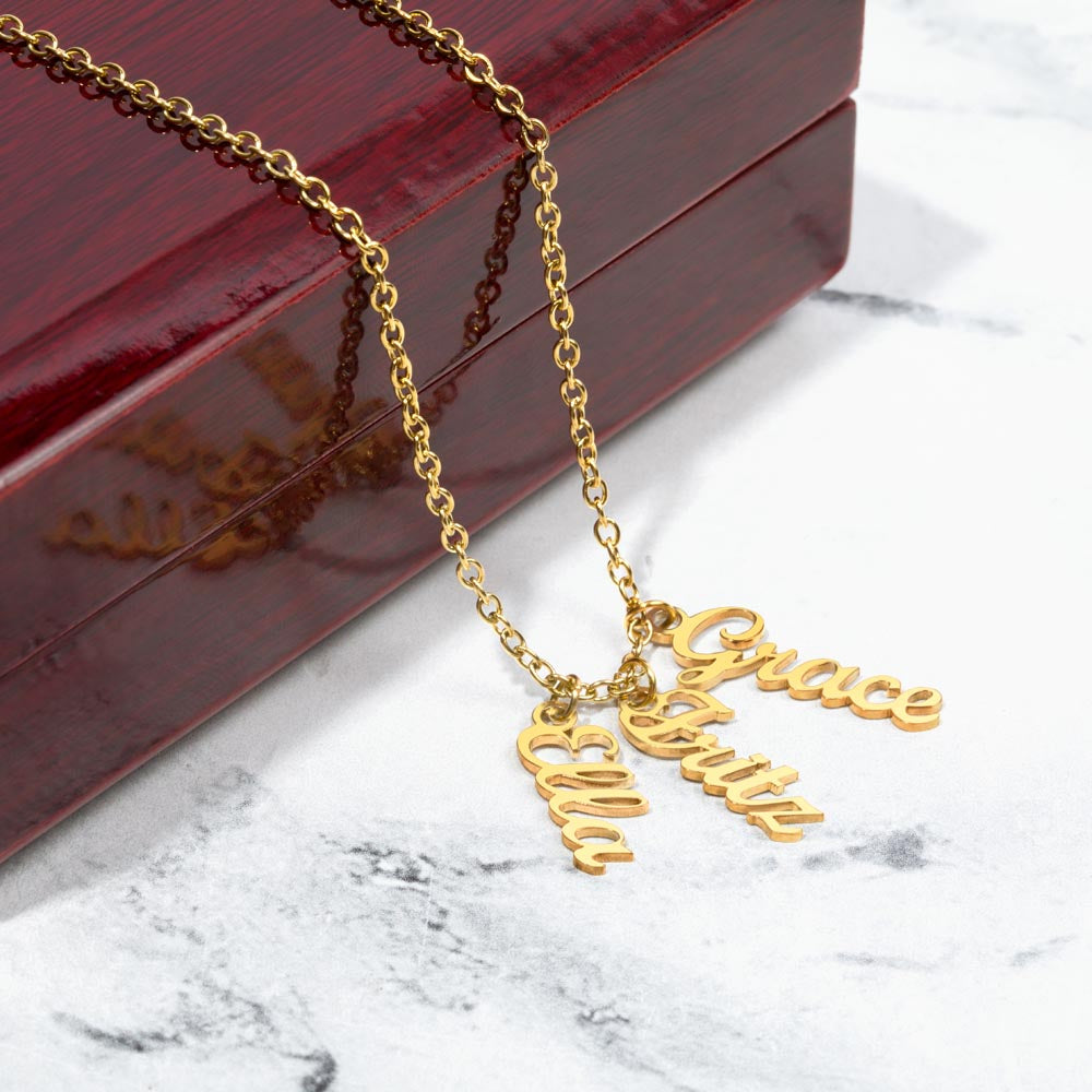 Personalized Multi Name Vertical Necklace: A Grandma's Garden of Love Bugs