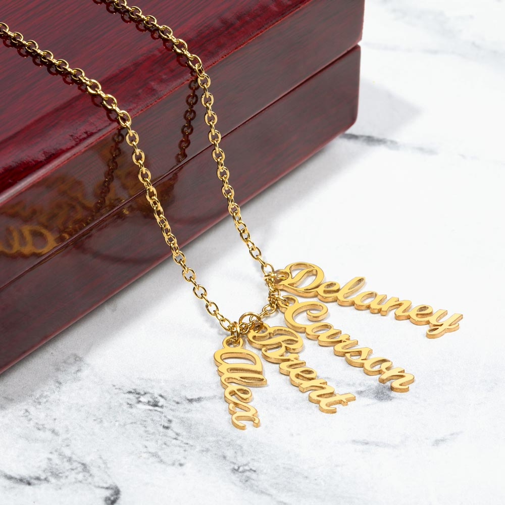 Personalized Multi Name Vertical Necklace: A Grandma's Garden of Love Bugs