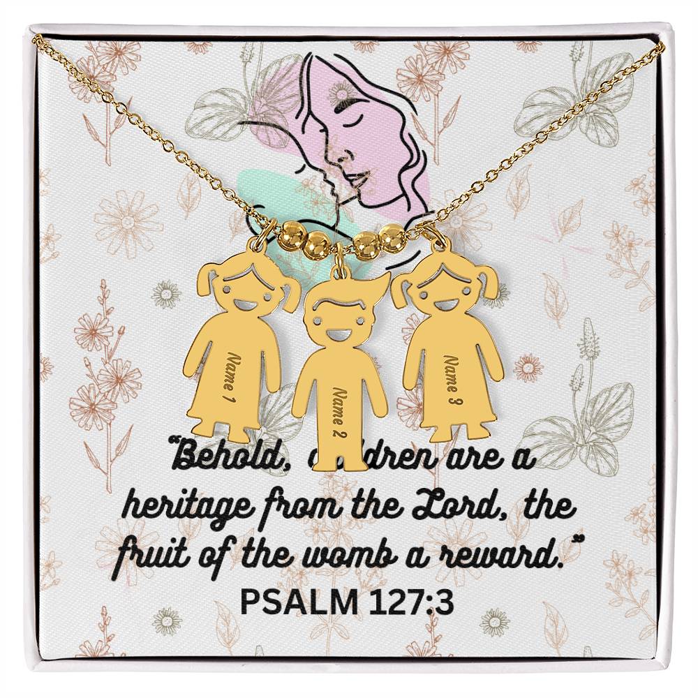 Personalized Child's Name Charms with Necklace: PSALM 127:3