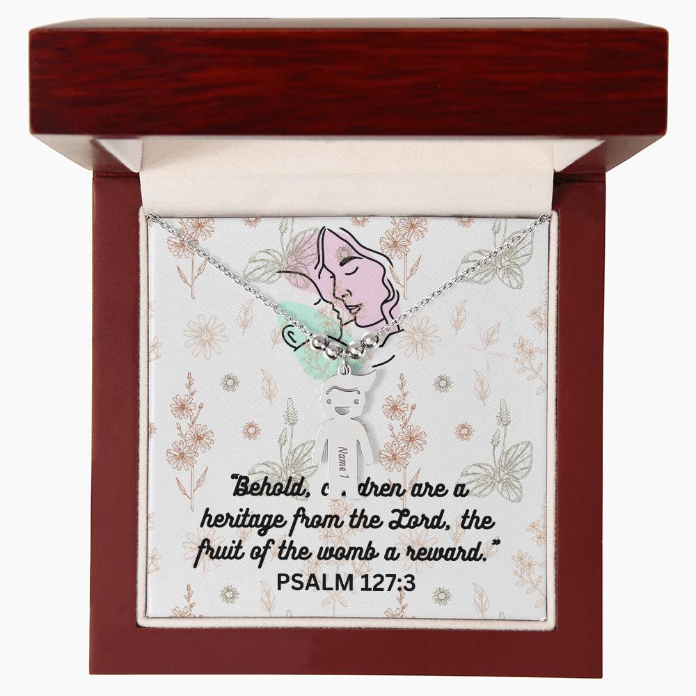 Personalized Child's Name Charms with Necklace: PSALM 127:3
