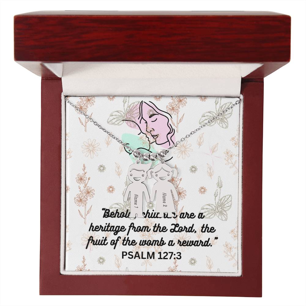 Personalized Child's Name Charms with Necklace: PSALM 127:3