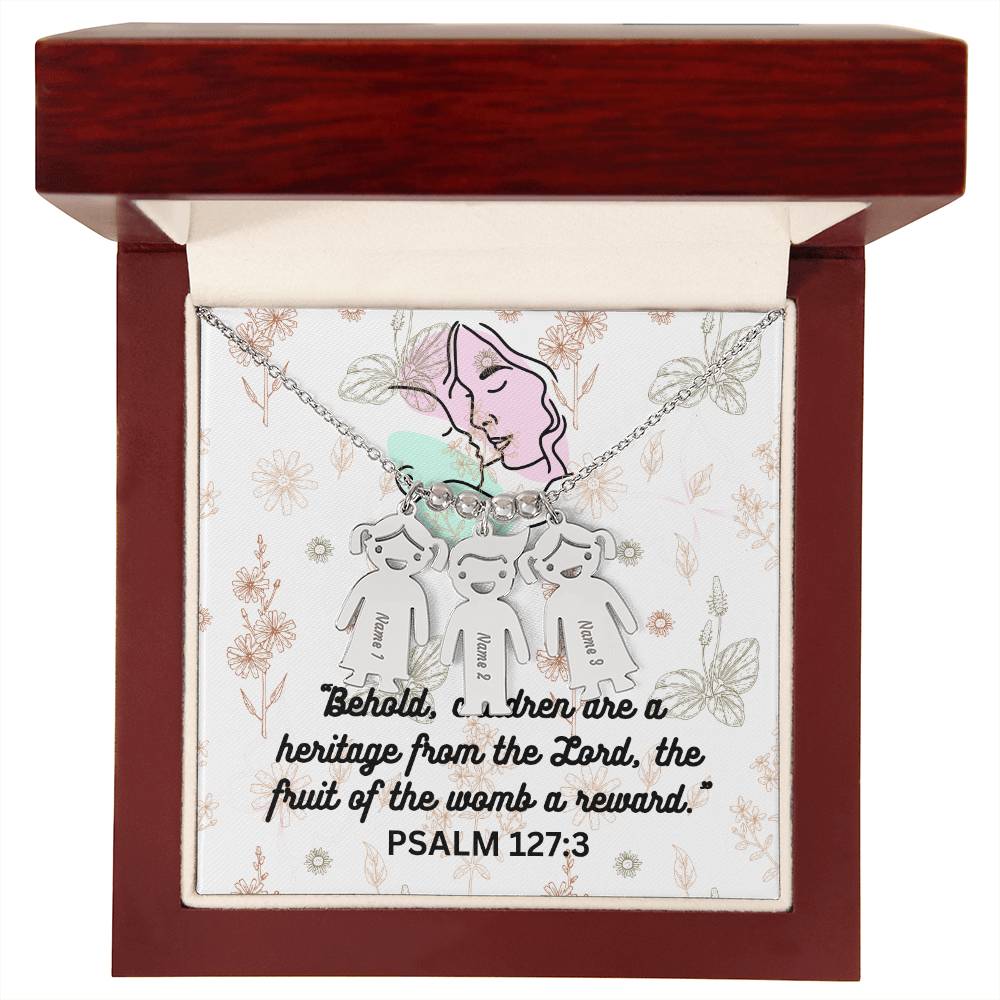 Personalized Child's Name Charms with Necklace: PSALM 127:3