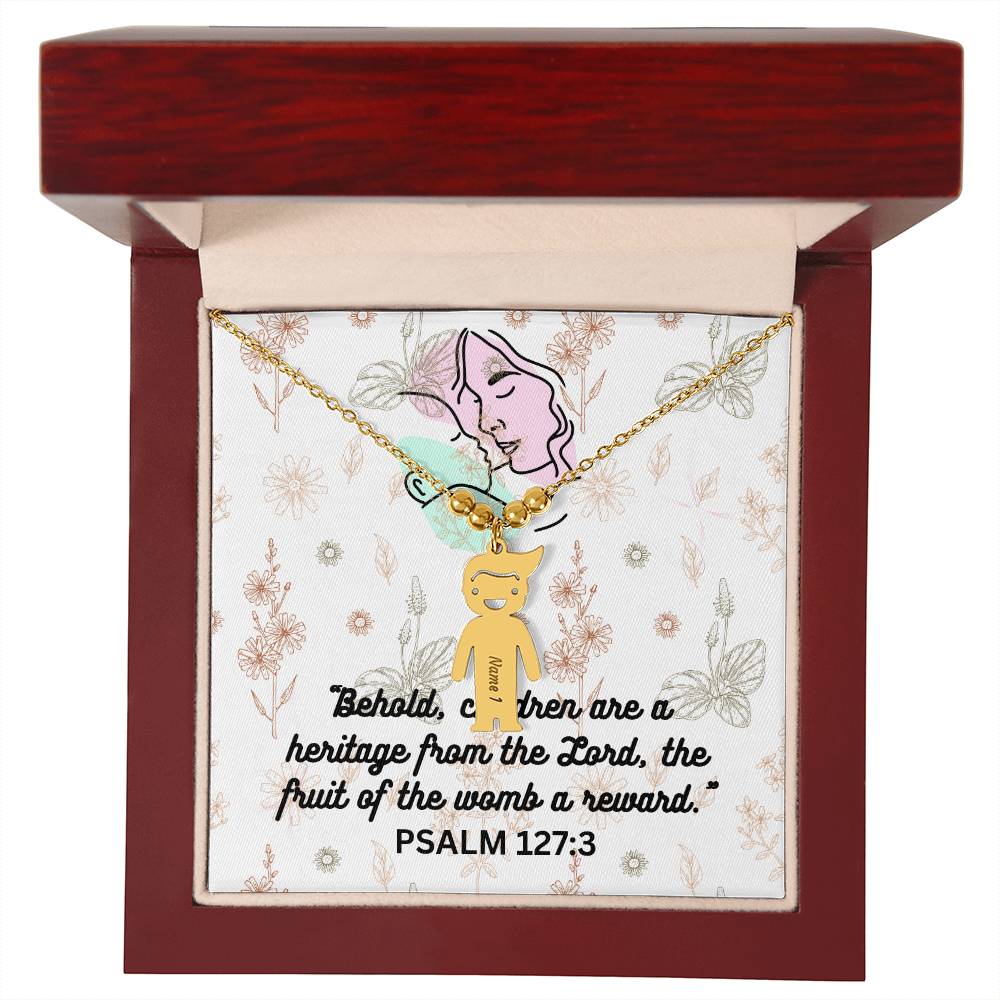 Personalized Child's Name Charms with Necklace: PSALM 127:3