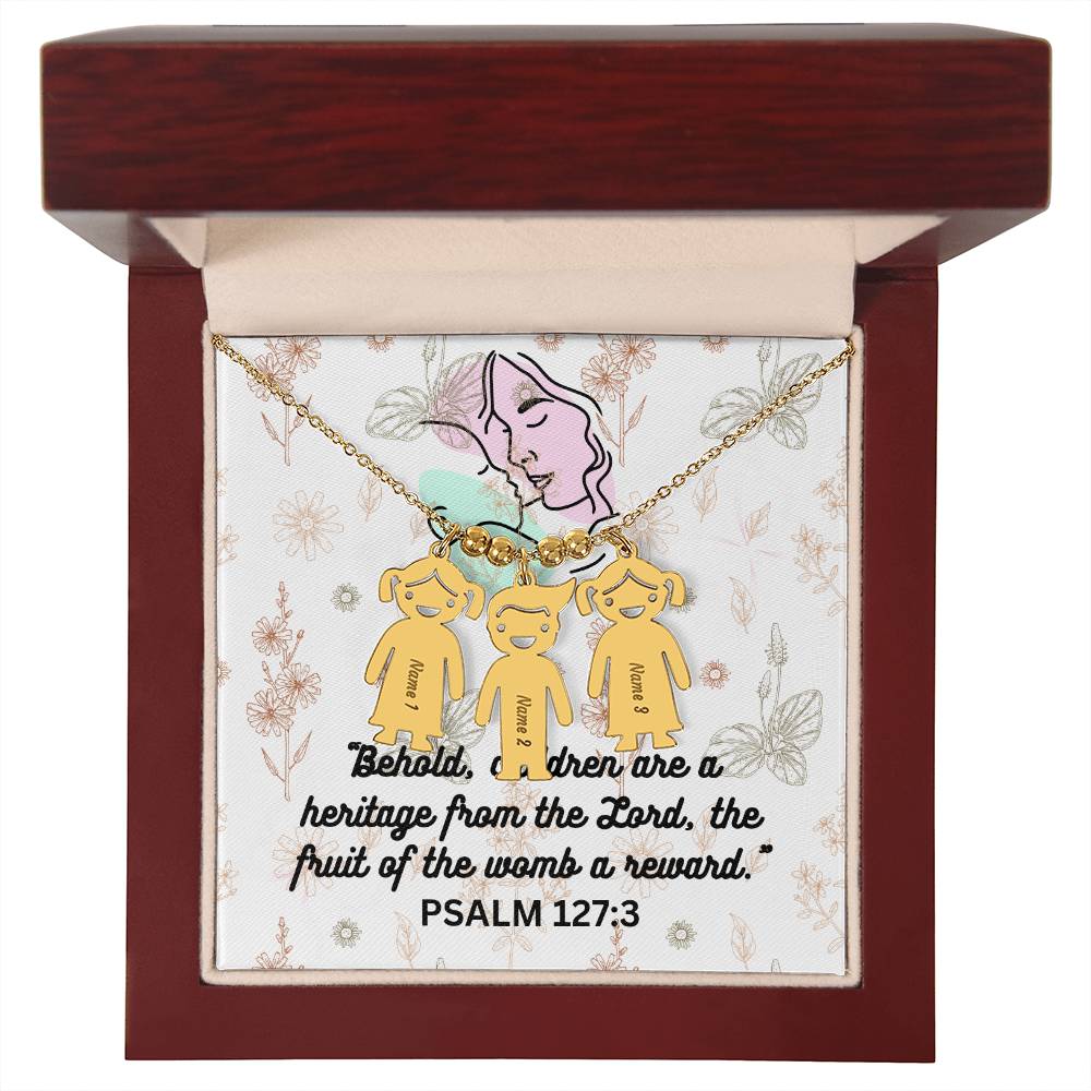 Personalized Child's Name Charms with Necklace: PSALM 127:3