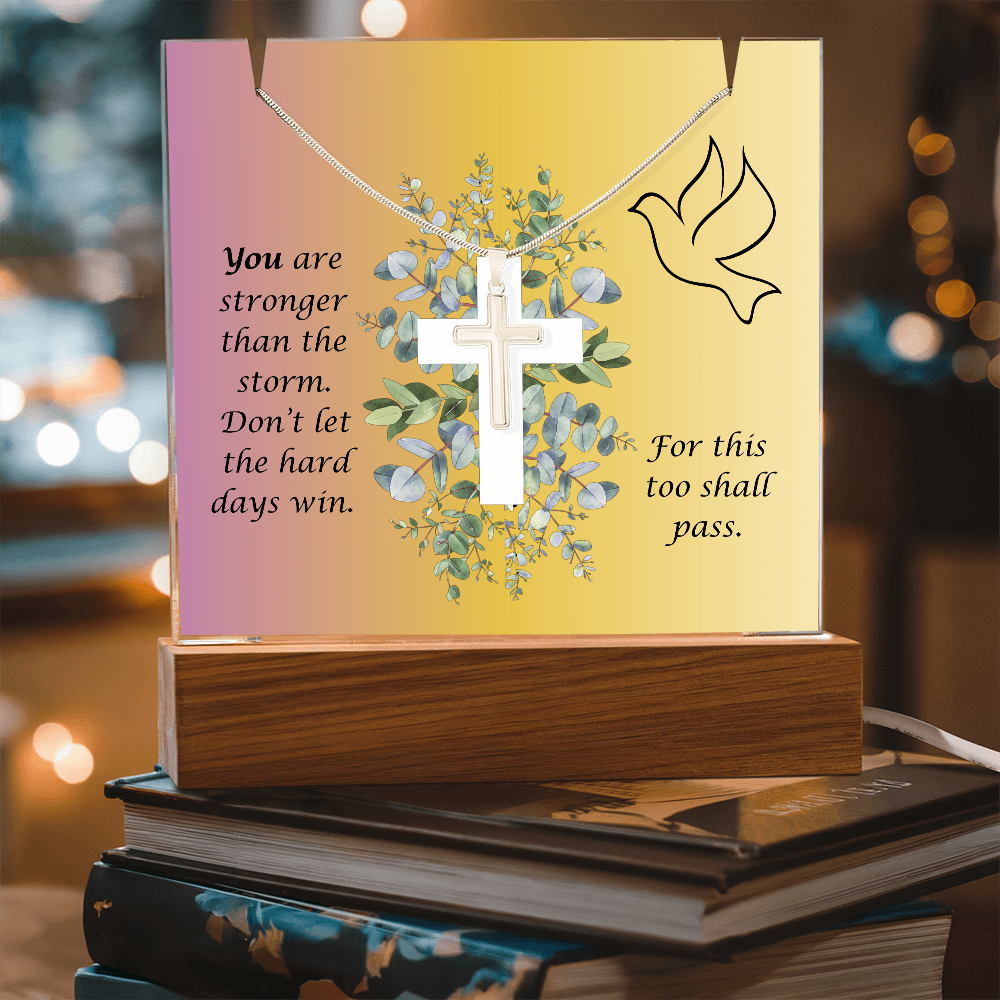Acrylic Keepsake & Cross Necklace: Stronger than the Storm