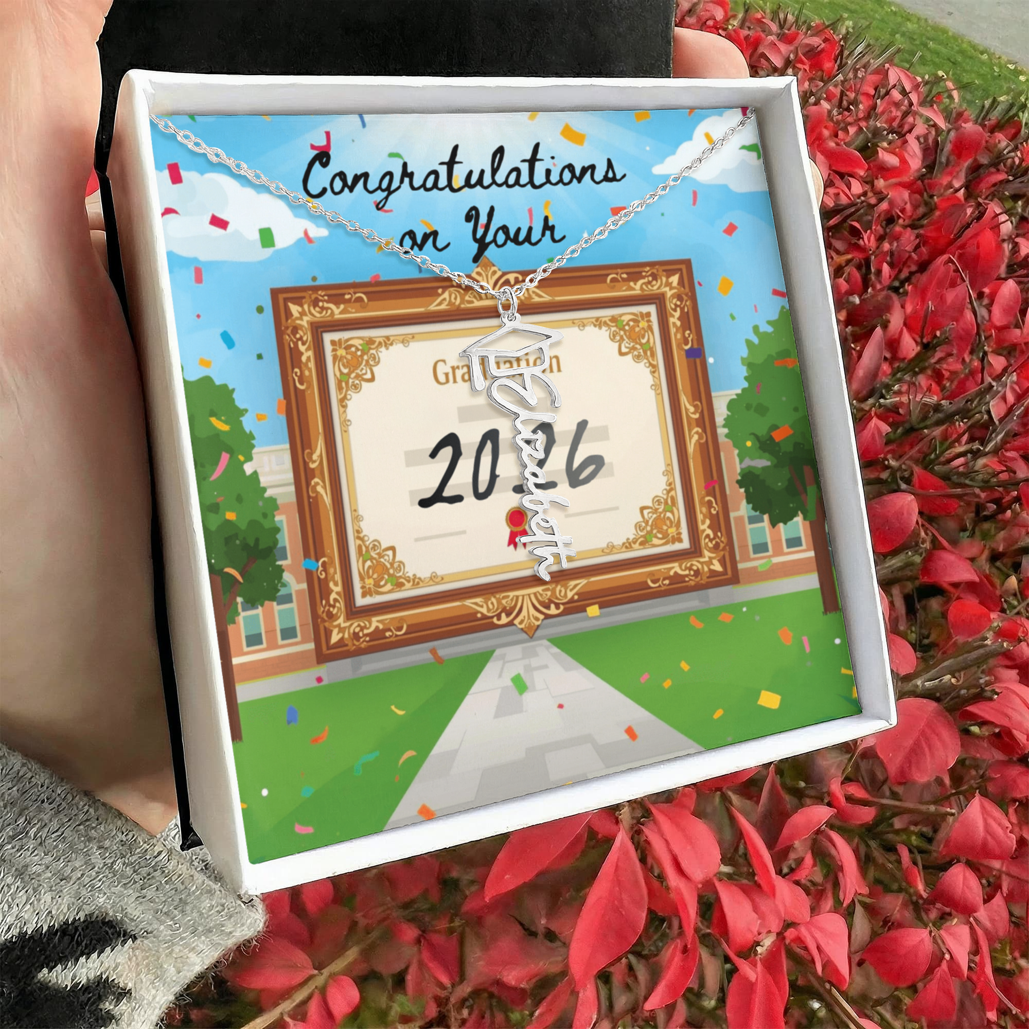 Personalized Graduation Cap Necklace: Congratulations