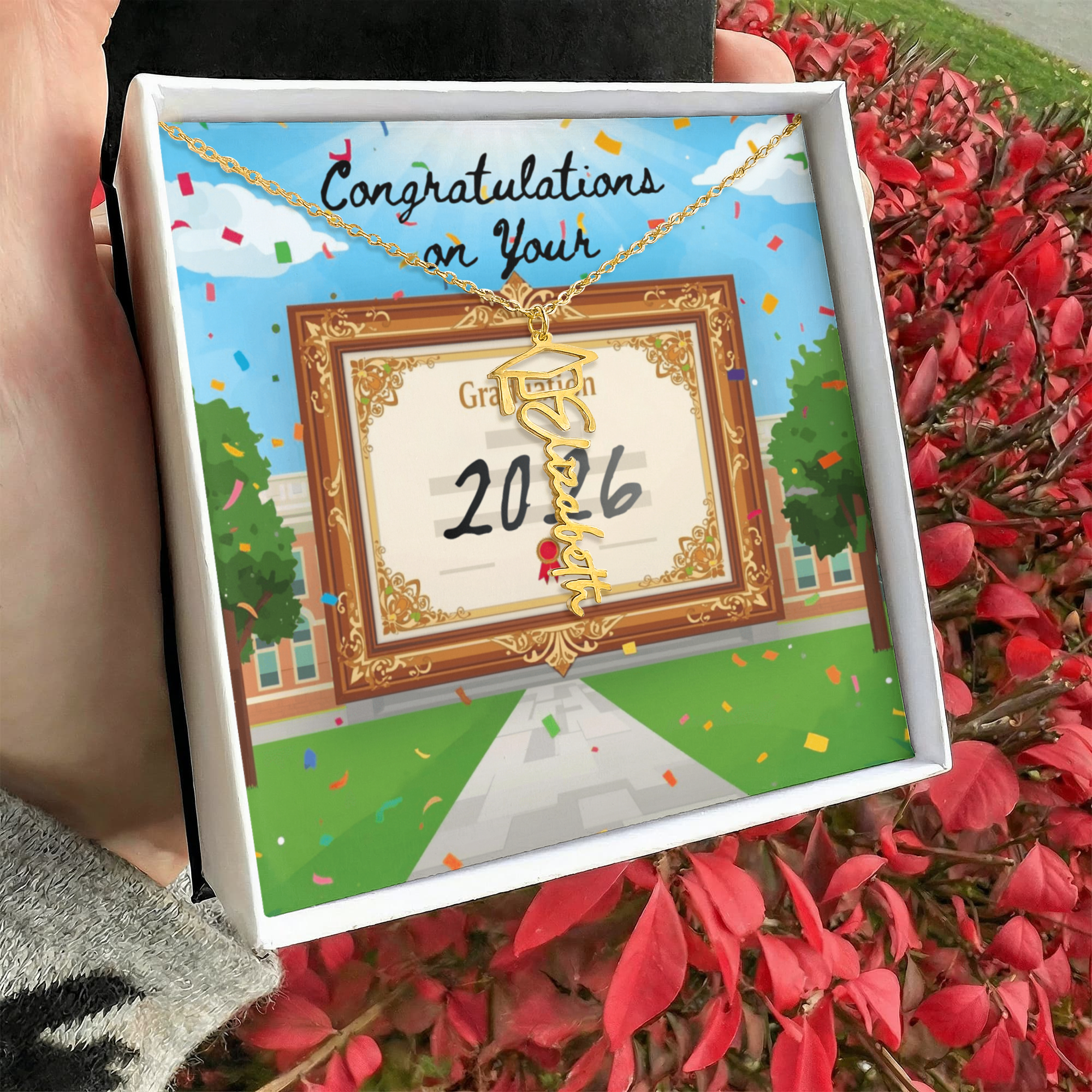 Personalized Graduation Cap Necklace: Congratulations