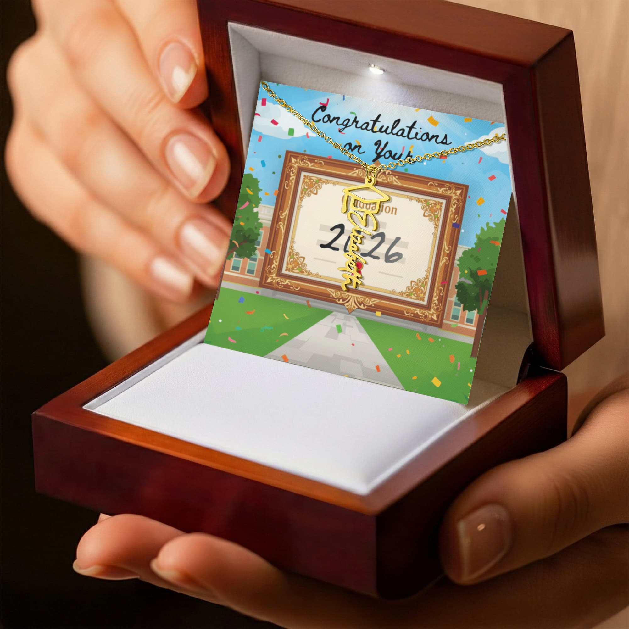 Personalized Graduation Cap Necklace: Congratulations