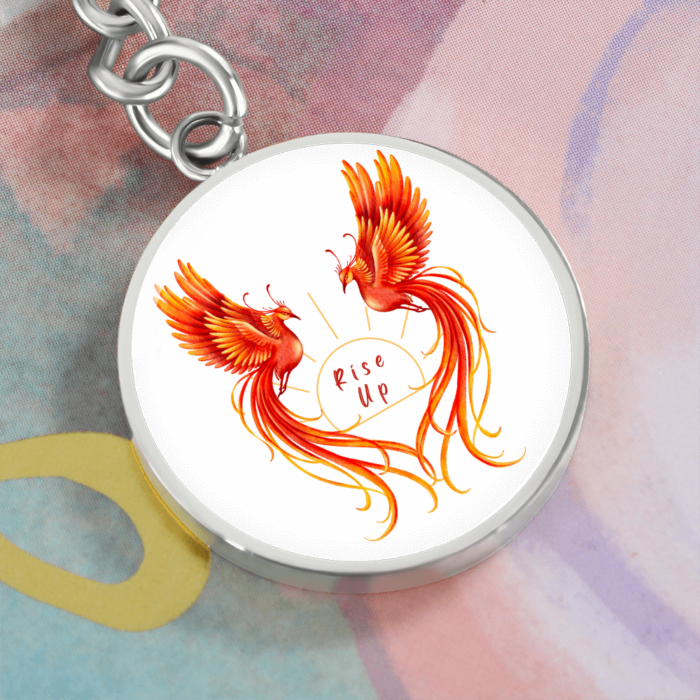 Phoenix Circle Keychain: Rise Up {customizable)