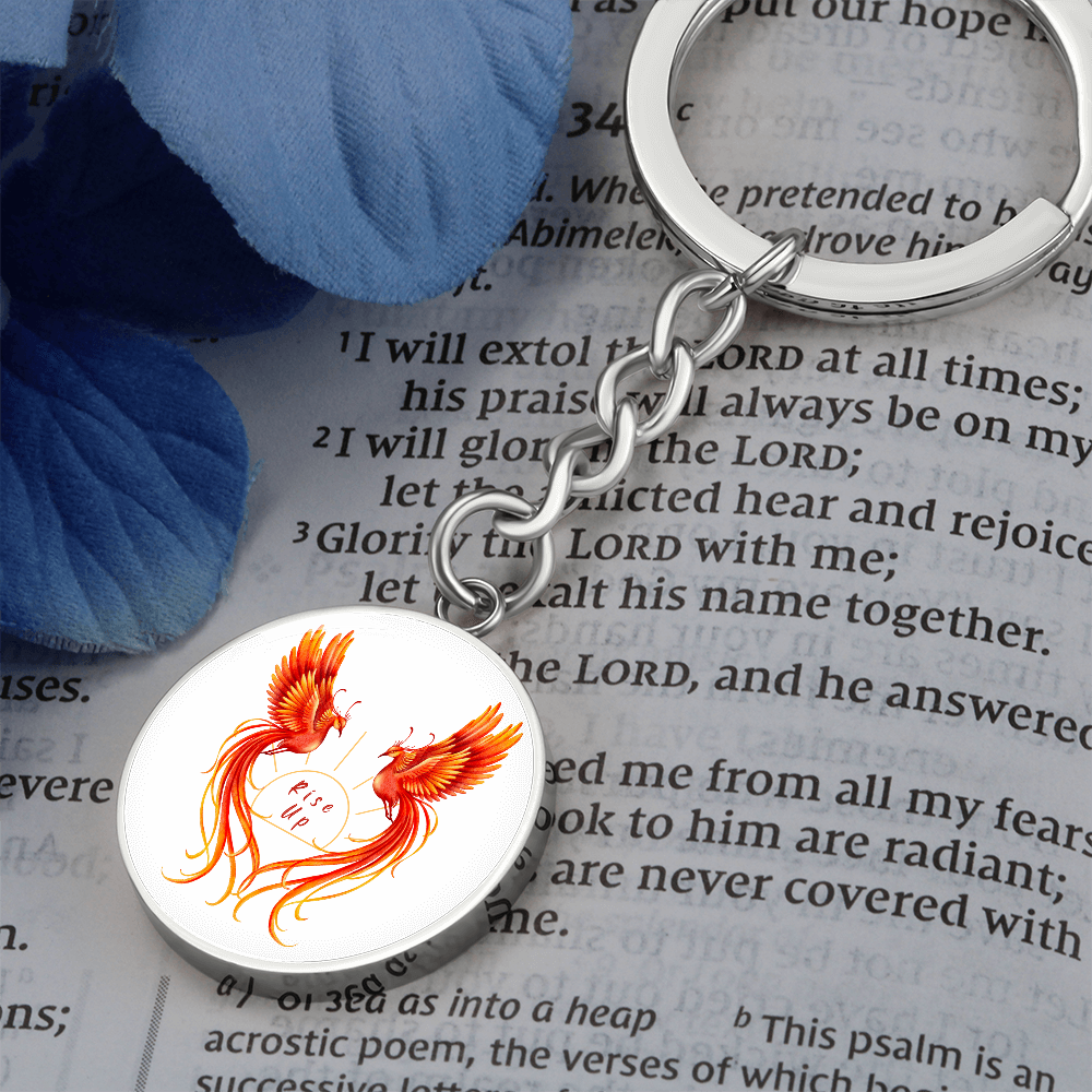 Phoenix Circle Keychain: Rise Up {customizable)