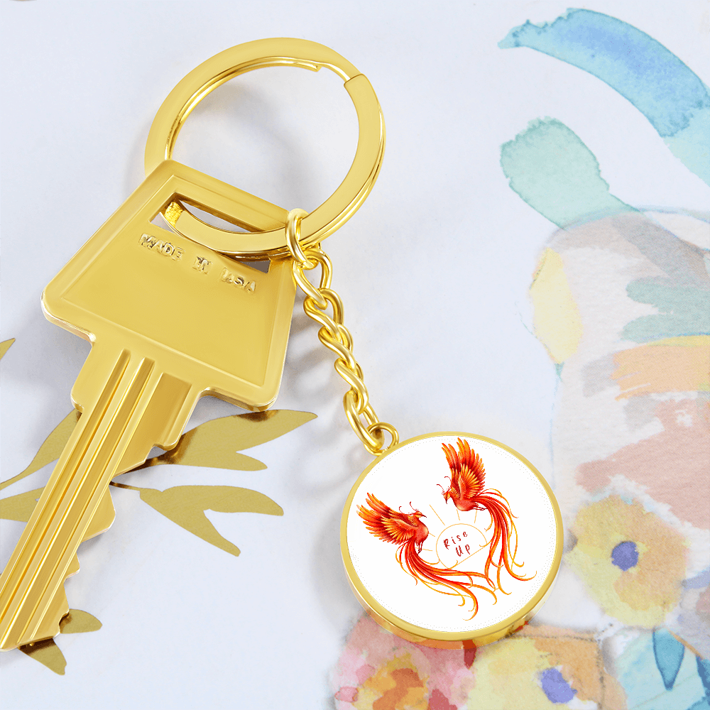 Phoenix Circle Keychain: Rise Up {customizable)