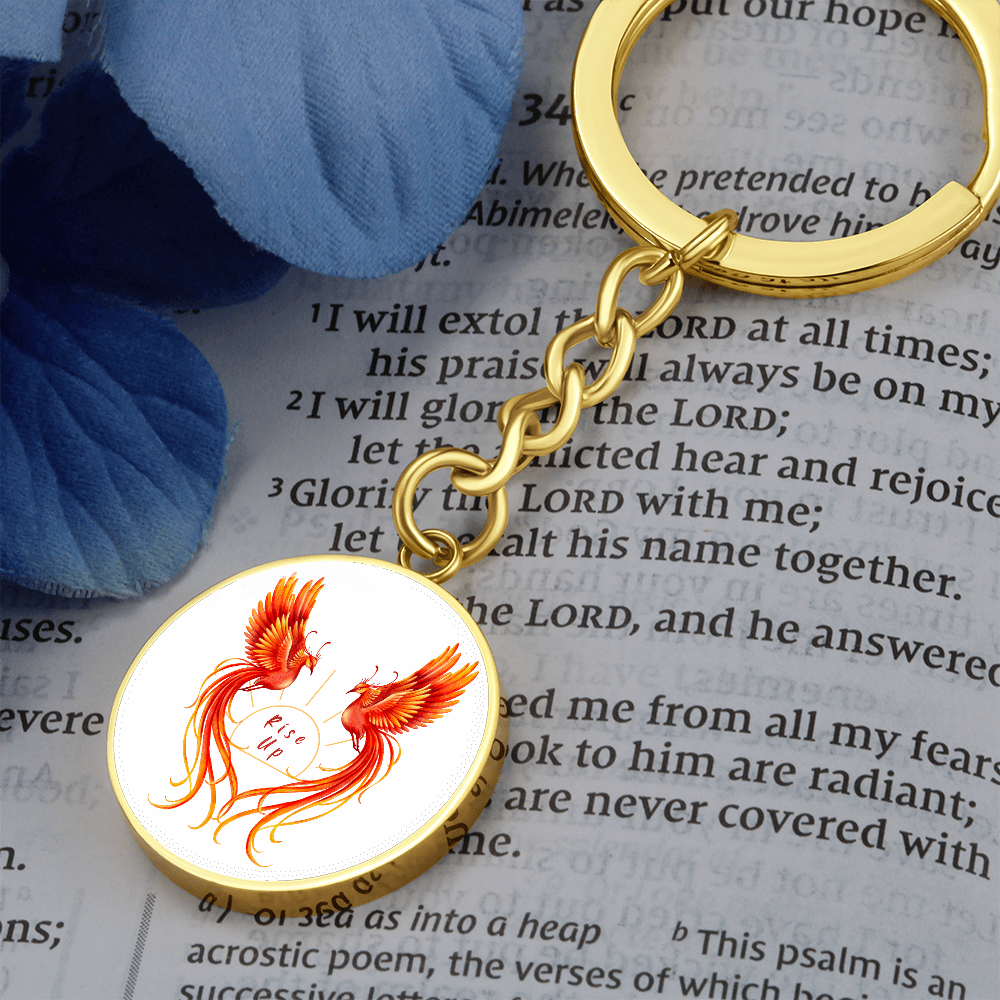 Phoenix Circle Keychain: Rise Up {customizable)